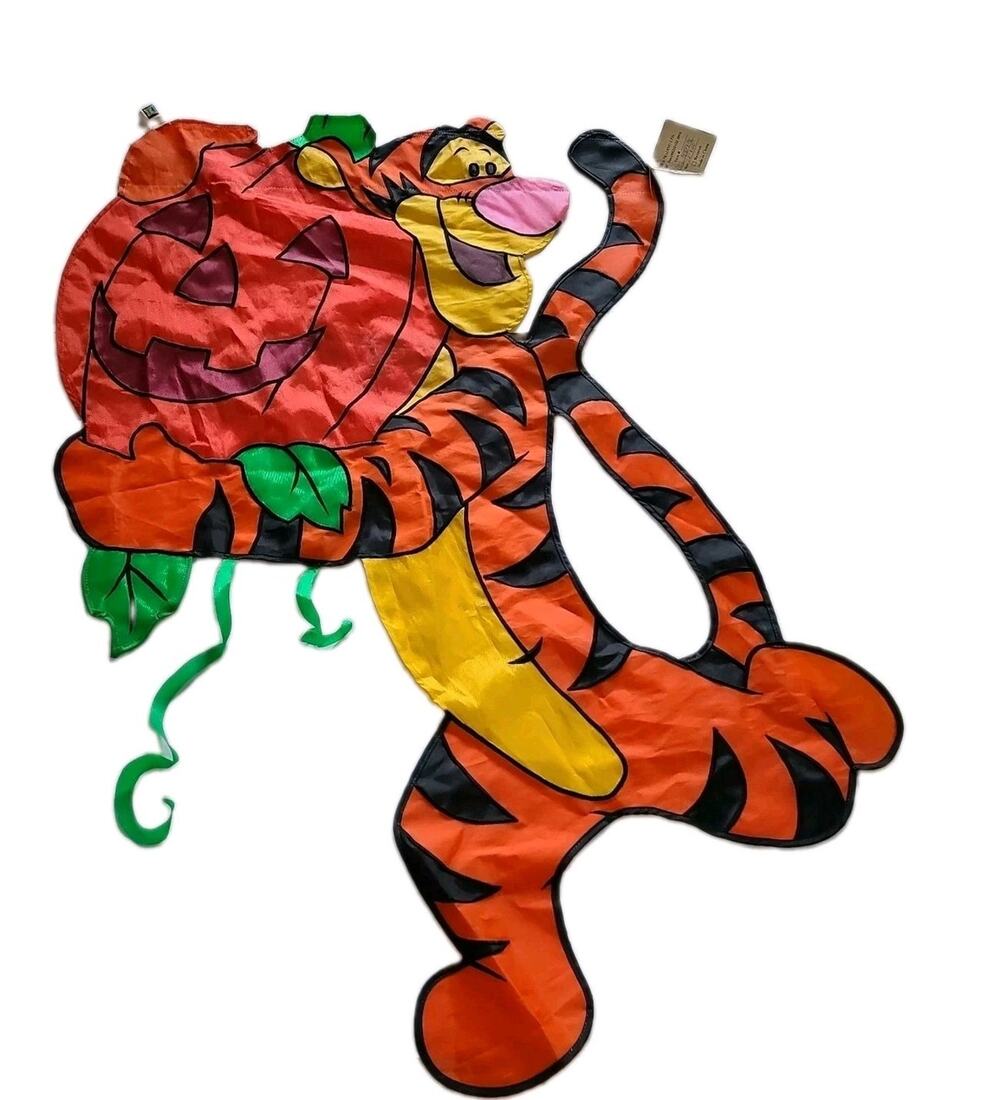 Vintage Y2k Tigger's Pumpkin Garden Flag 28x40" Pooh 100 Acre Collection